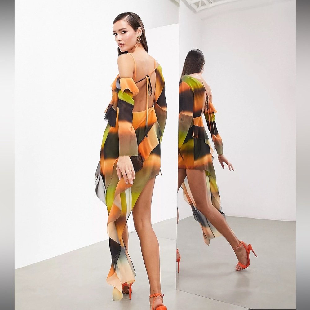 WATERCOLOR ASYMMETRICAL DRESS - Picture 3 of 4